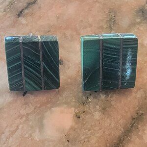 Genuine Malachite/Sterling Silver Earrings